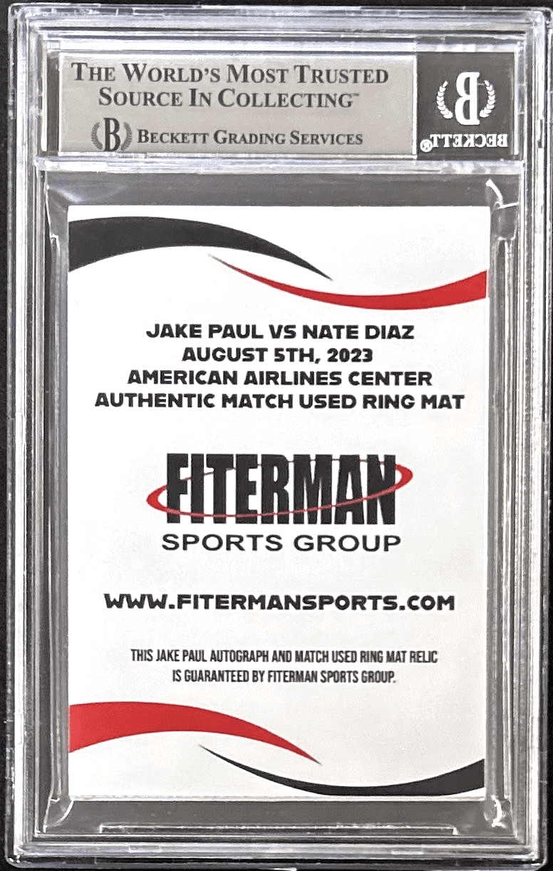 Jake Paul Signed 2023 Fiterman Sports Exclusive Match Used Mat Card BAS 16198061 - Image 2