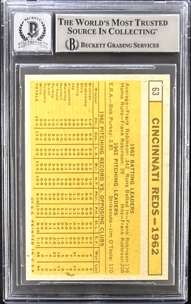 Pete Rose Signed TC 1963 Topps Card #63 Beckett 14609836 Reds 63 ROY Auto 10 - Image 3