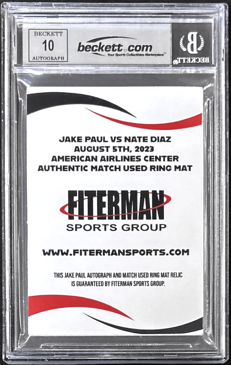 Jake Paul Signed 2023 Fiterman Sports Exclusive Match Used Mat Card BAS 16198026 - Image 2