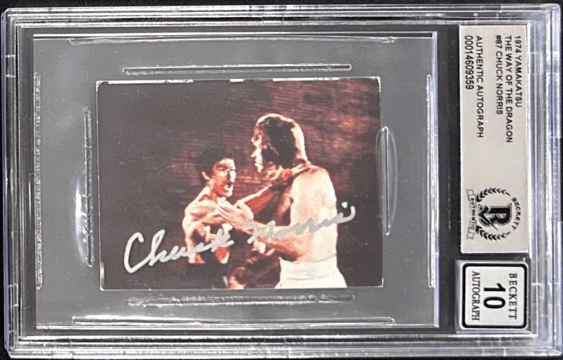 Chuck Norris Signed 1974 Yamakatsu Way of The Dragon Card 87 BAS 14609359 Auto10