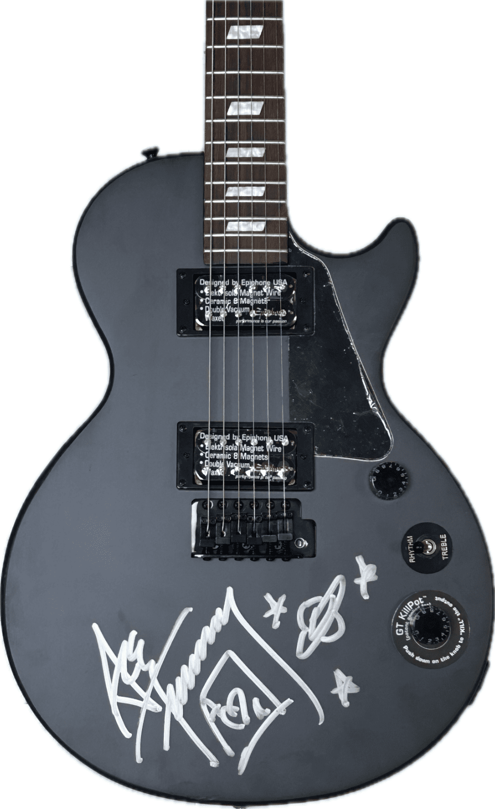 Ace Frehley Signed KISS 39" Black Electric Epiphone Guitar w Sketch JSA Authen - Image 2