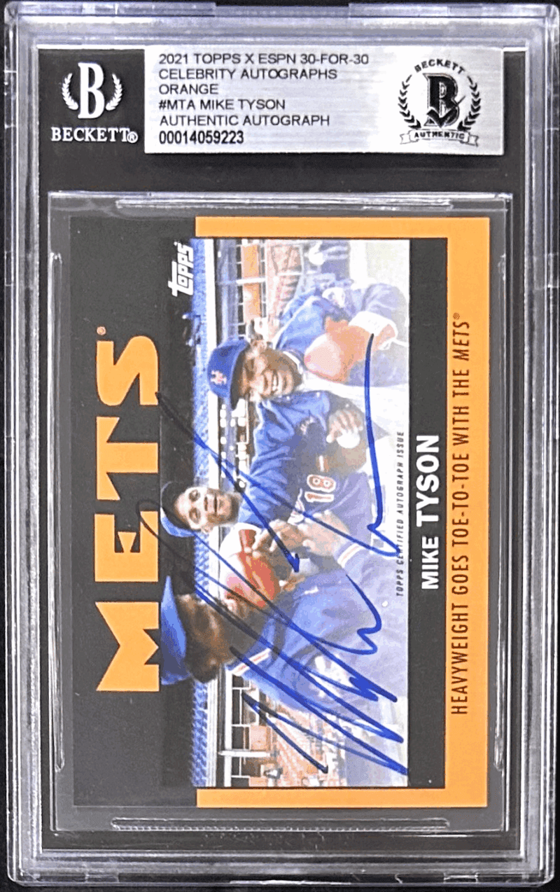 Mike Tyson Signed 2021 Topps ESPN 30 for 30 Celeb Autos Orange #MTA BAS 14059223 - Image 2