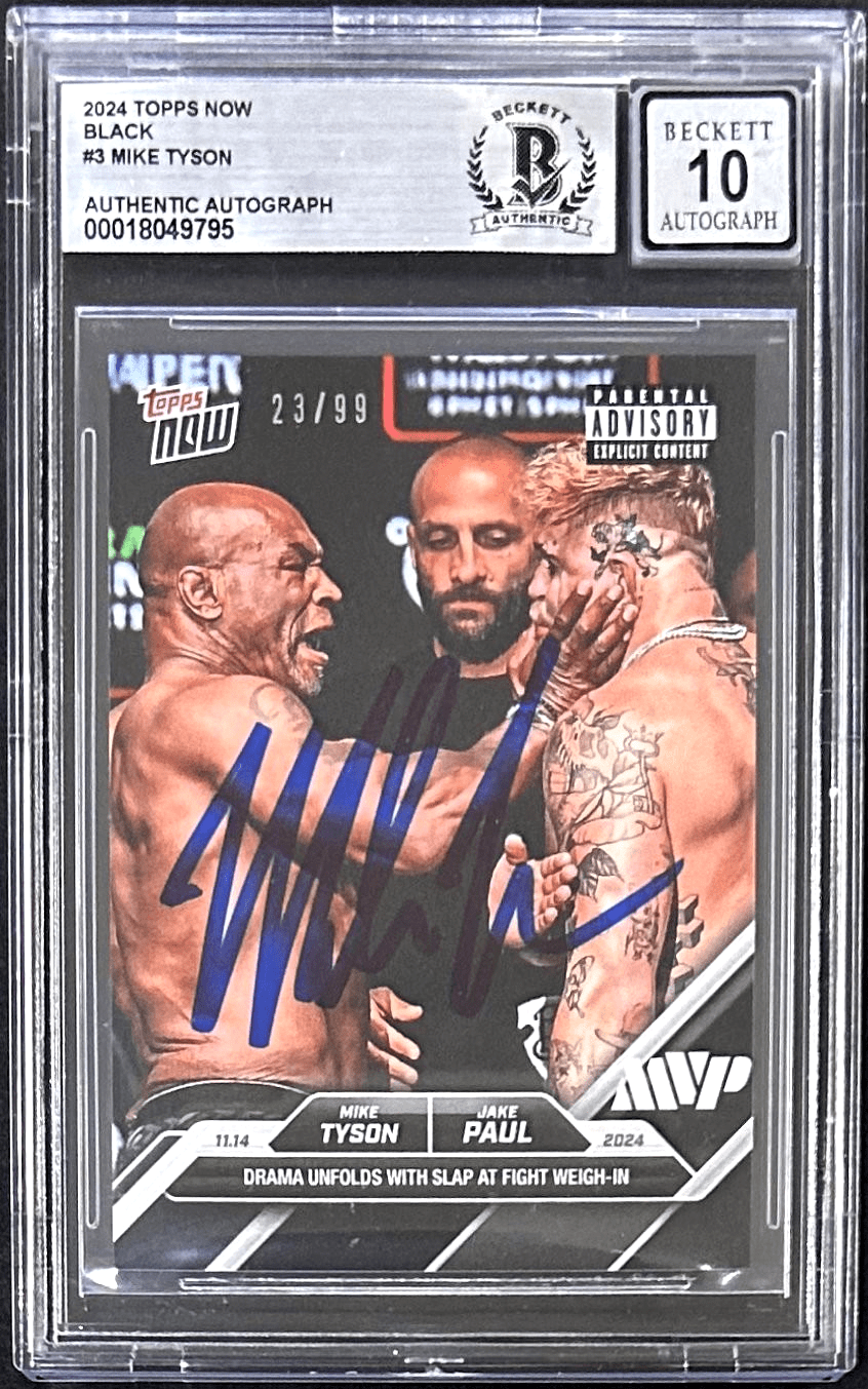 Mike Tyson Signed 2024 Topps NOW Blue Slap Card 23/99 #3 Auto 10 BAS 18049795