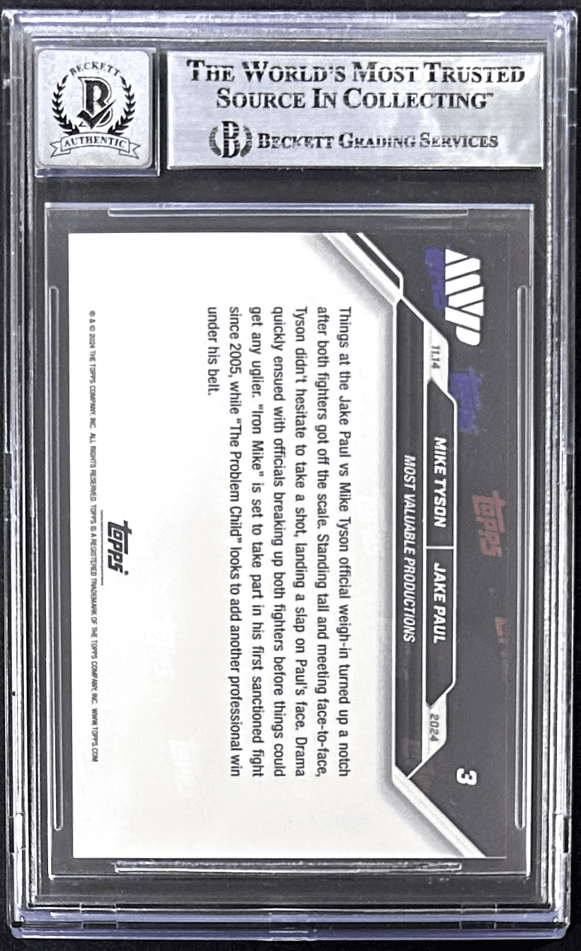 Mike Tyson Signed 2024 Topps NOW Blue Slap Card 23/99 #3 Auto 10 BAS 18049795 - Image 2