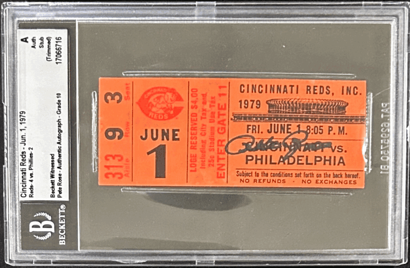 PETE ROSE AUTOGRAPHED LOT OF 3 TICKETS REDS VS PHILLIES 9/1-3/1979 GAMES SERIES - Image 2