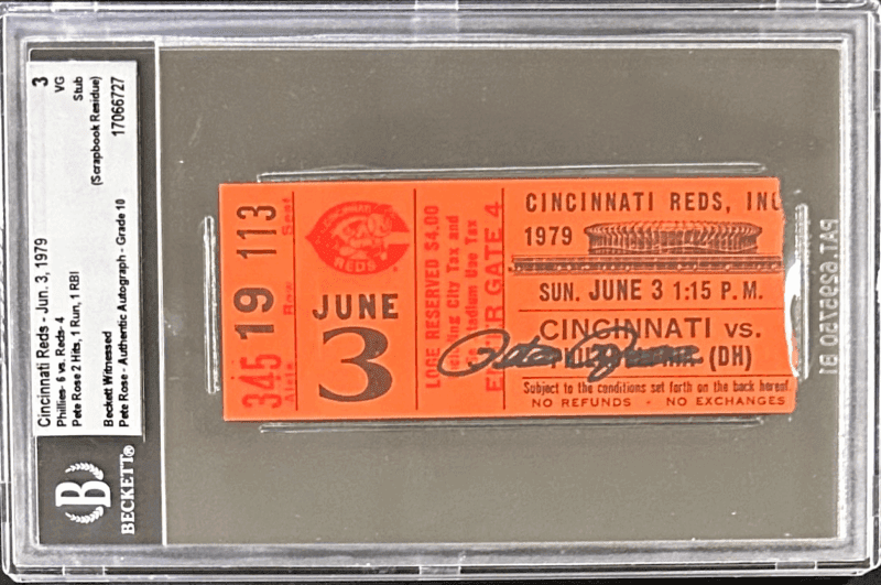 PETE ROSE AUTOGRAPHED LOT OF 3 TICKETS REDS VS PHILLIES 9/1-3/1979 GAMES SERIES - Image 4