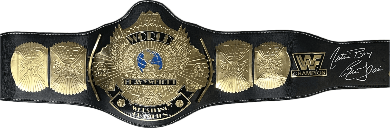 RIC FLAIR AUTOGRAPHED CUSTOM EAGLE BLACK & GOLD BELT JSA SILVER NATURE BOY - Image 3