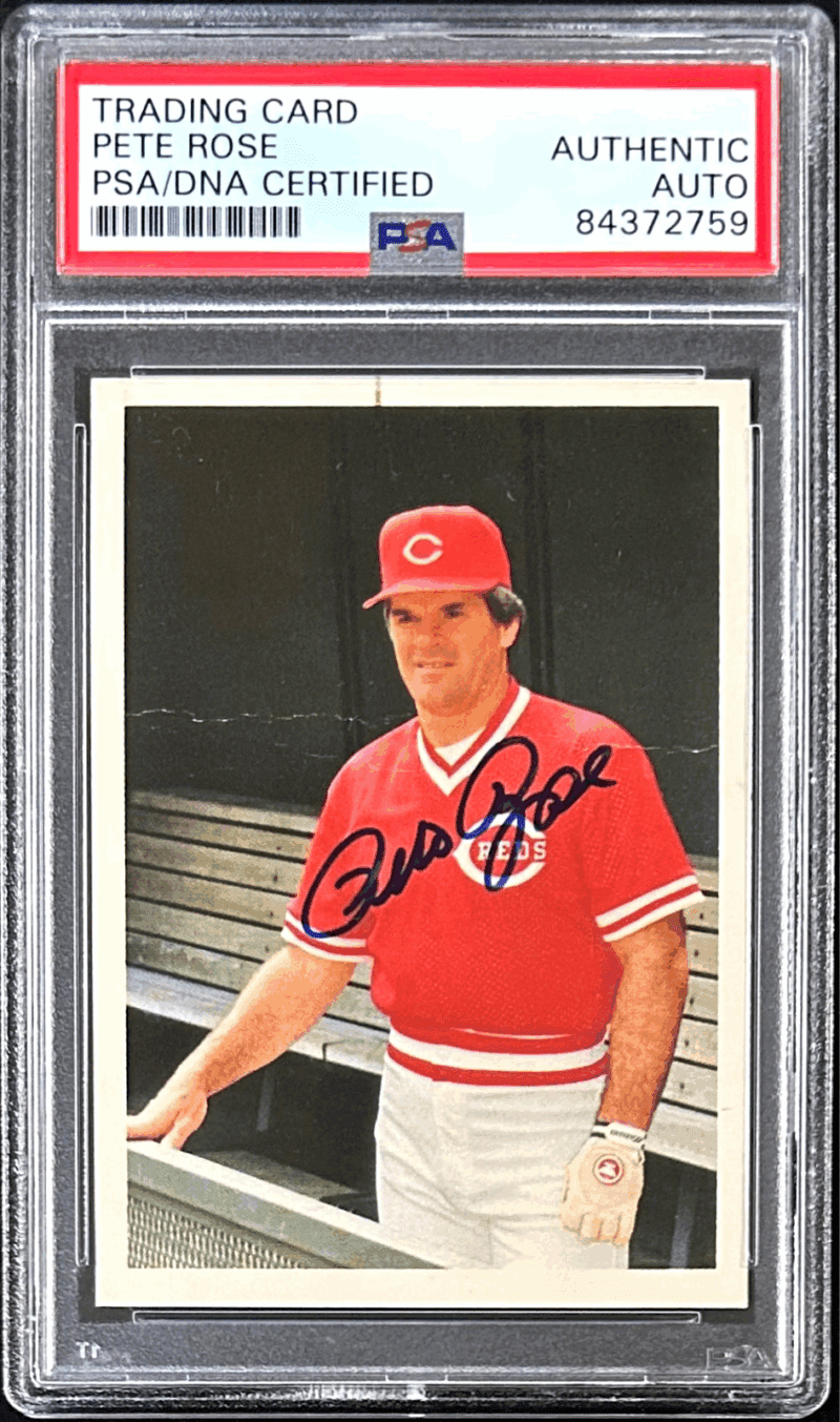 Pete Rose Signed 1985 Topps Card #91 PSA/DNA 84372759 Cincinnati Reds