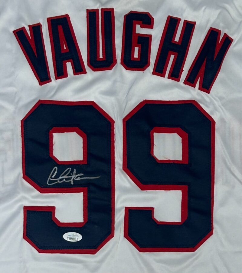 Charlie Sheen "Ricky Vaughn" Signed Autographed White Jersey JSA Authenticated - Image 2