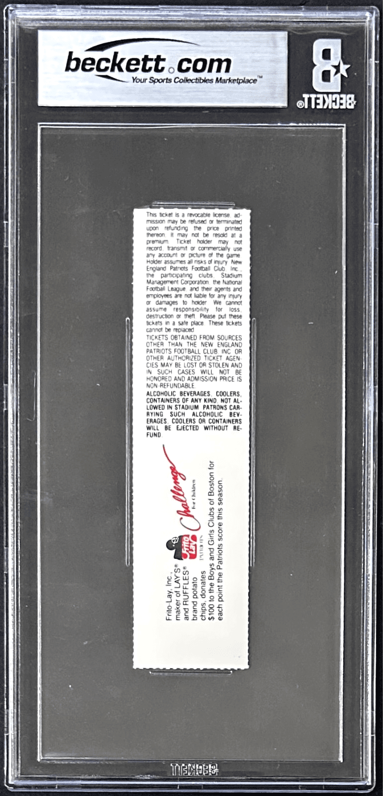 EARL CAMPBELL AUTOGRAPHED OILERS VS PATRIOTS FULL TICKET BECKETT AUTO 10 NM-MT 8 - Image 2