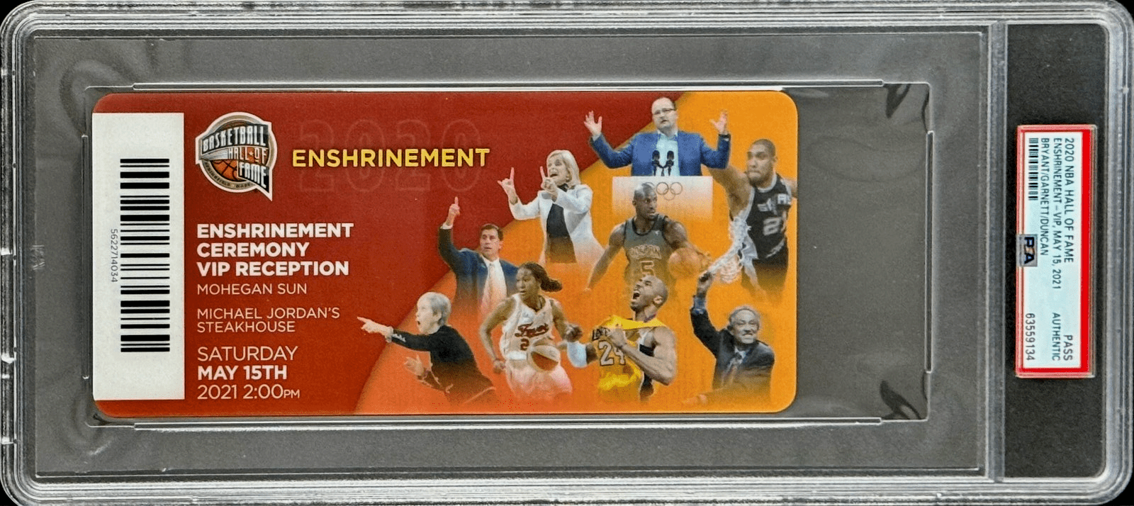 KOBE BRYANT 2020 NBA HALL OF FAME VIP RECEPTION TICKET PSA/DNA 63559134