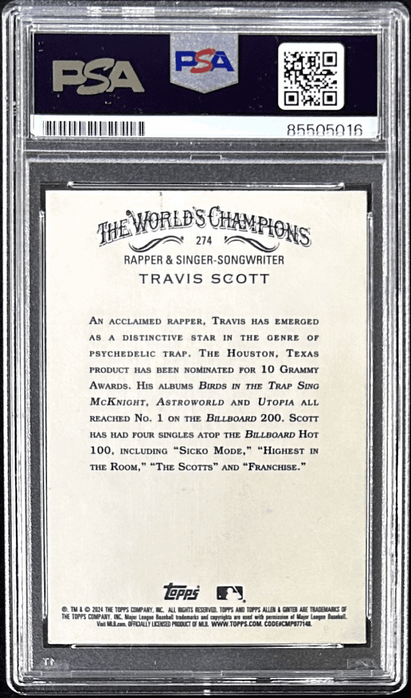 Travis Scott Signed 2024 Topps Allen & Ginter Card #274 PSA/DNA 85505016 - Image 2