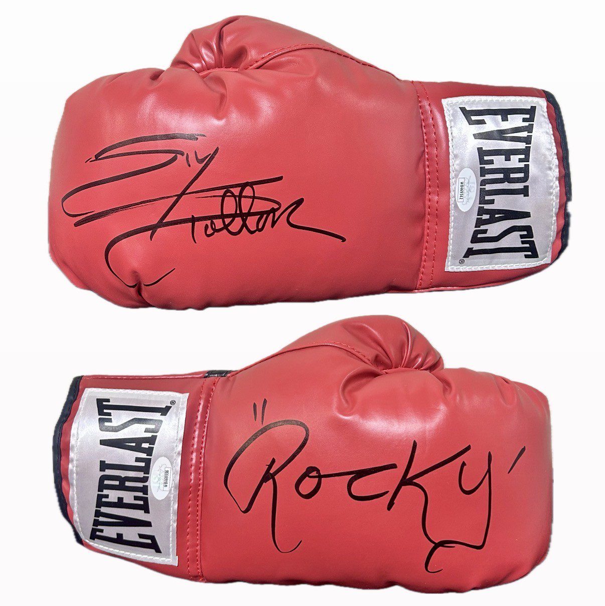 Silvester "Sly" Stallone & Rocky Signed Autograph Red Everlast Boxing Gloves JSA
