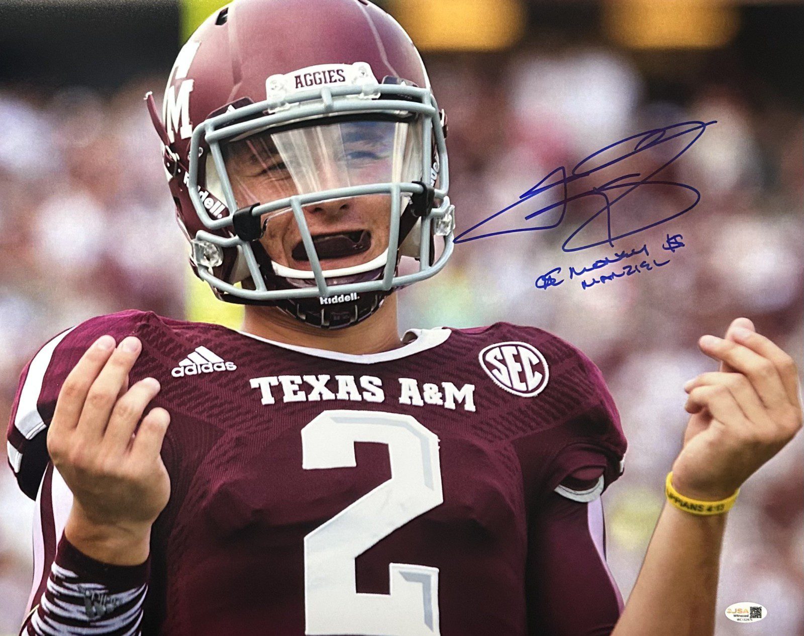 JOHNNY MANZIEL AUTOGRAPHED 16x20 PHOTO JSA TEXAS A&M #4 MONEY MANZIEL