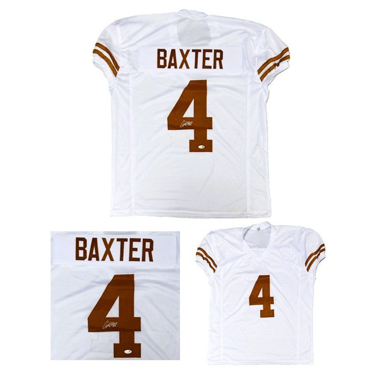 CJ BAXTER AUTOGRAPHED CUSTOM WHITE & BURNT ORANGE JERSEY JSA