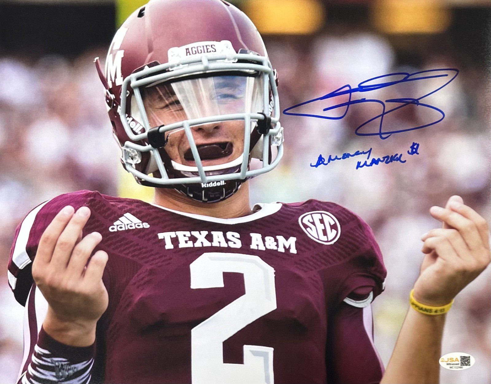 JOHNNY MANZIEL AUTOGRAPHED 11x14 PHOTO JSA TEXAS A&M #4 MONEY MANZIEL