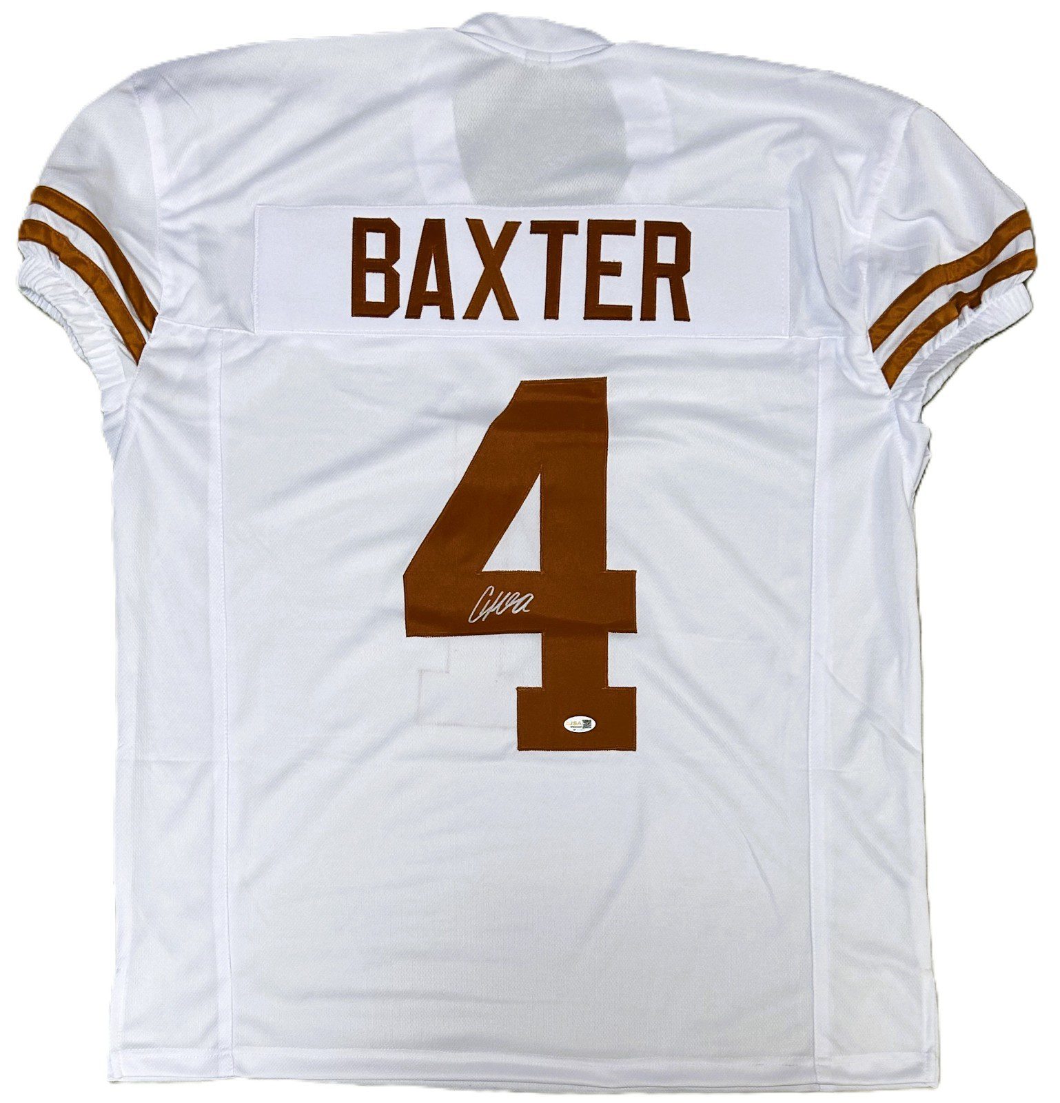 CJ BAXTER AUTOGRAPHED CUSTOM WHITE & BURNT ORANGE JERSEY JSA - Image 2