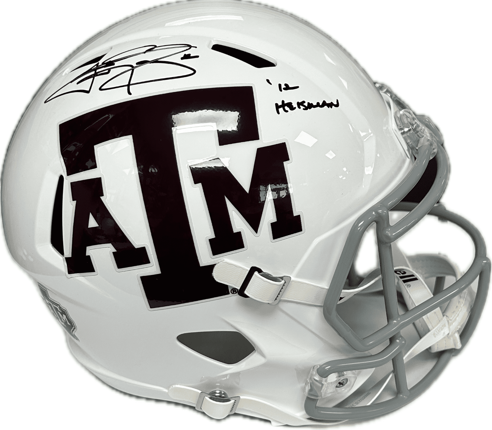 JOHNNY MANZIEL AUTOGRAPHED WHITE A&M SPEED FULL SIZE HELMET JSA '12 HEISMAN - Image 2