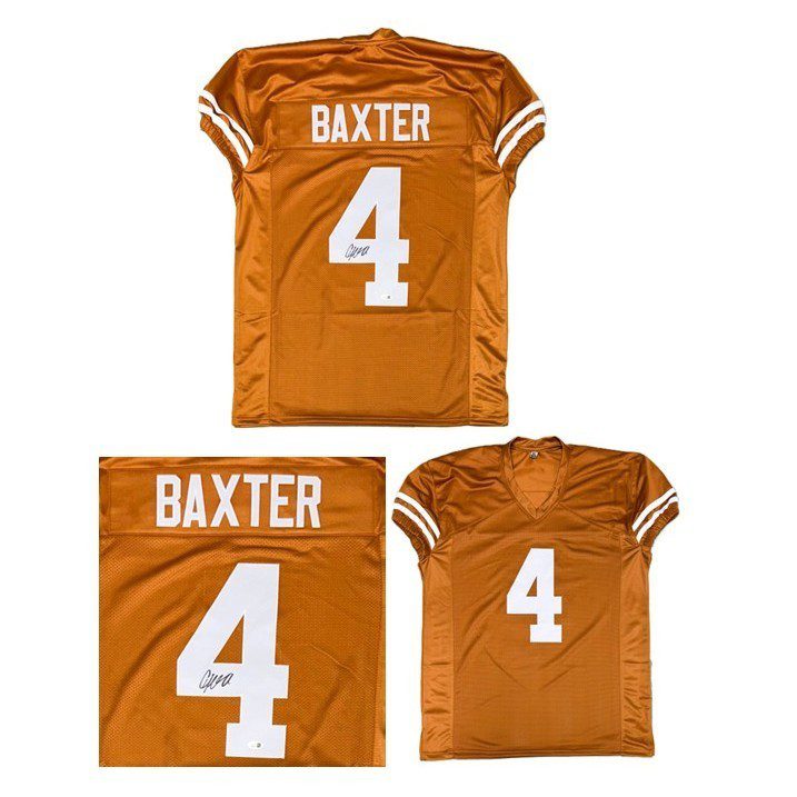 CJ BAXTER AUTOGRAPHED CUSTOM BURNT ORANGE JERSEY JSA
