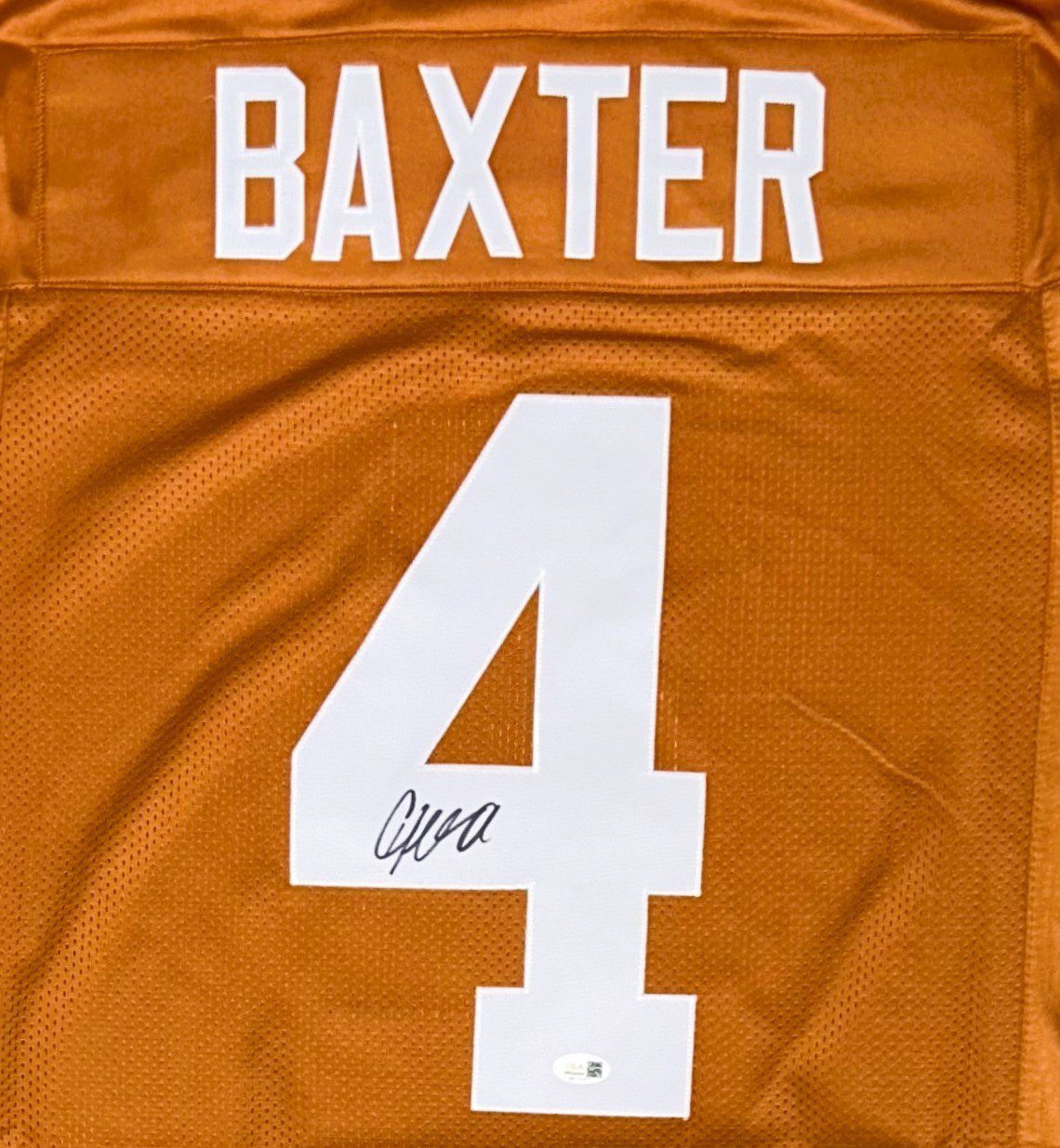 CJ BAXTER AUTOGRAPHED CUSTOM BURNT ORANGE JERSEY JSA - Image 3