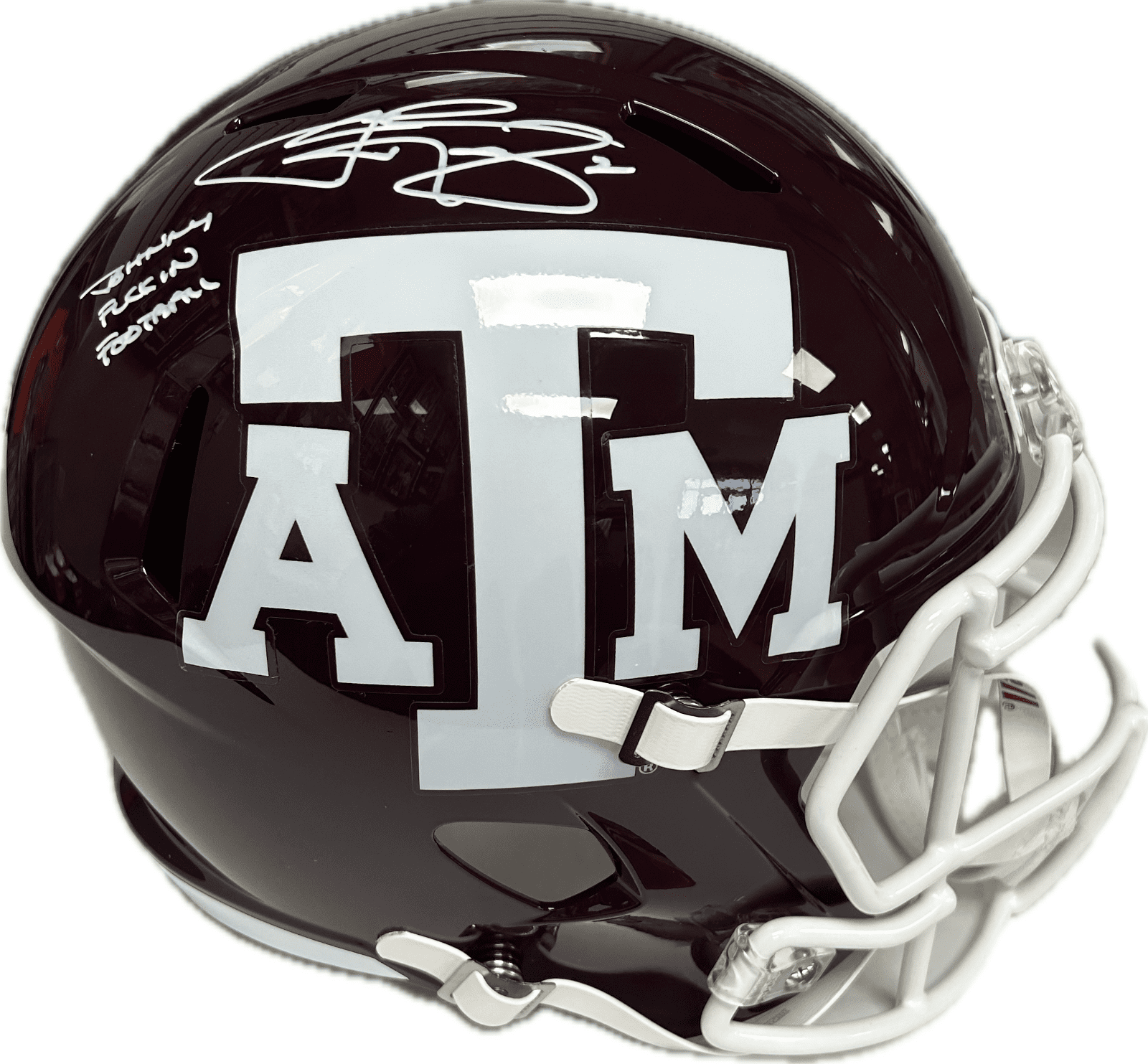 JOHNNY MANZIEL AUTOGRAPHED MAROON A&M SPEED FULL SIZE HELMET JSA F'N Football - Image 2