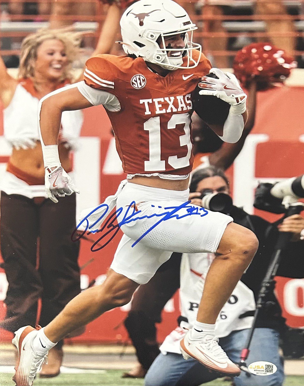 PARKER LIVINGSTONE AUTOGRAPHED 11x14 PHOTO JSA TEXAS LONGHORNS #2