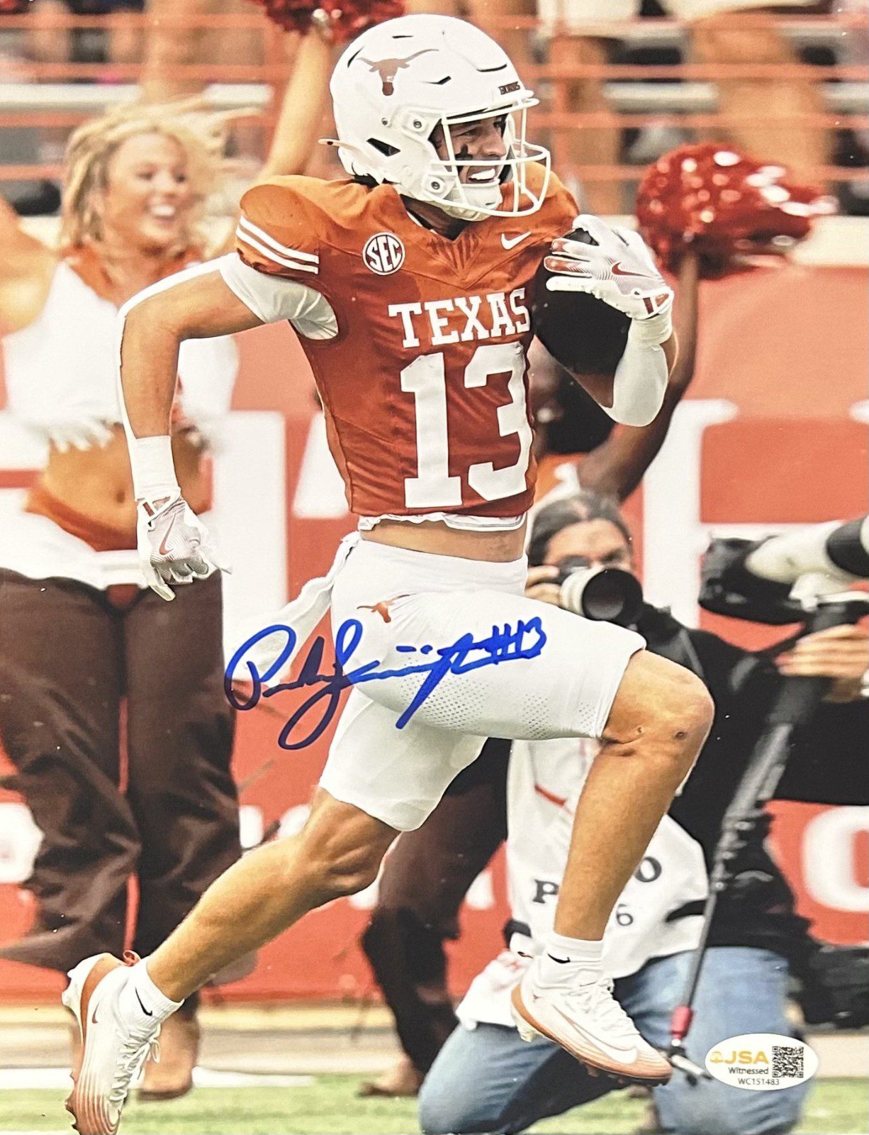 PARKER LIVINGSTONE AUTOGRAPHED 8x10 PHOTO JSA TEXAS LONGHORNS #2