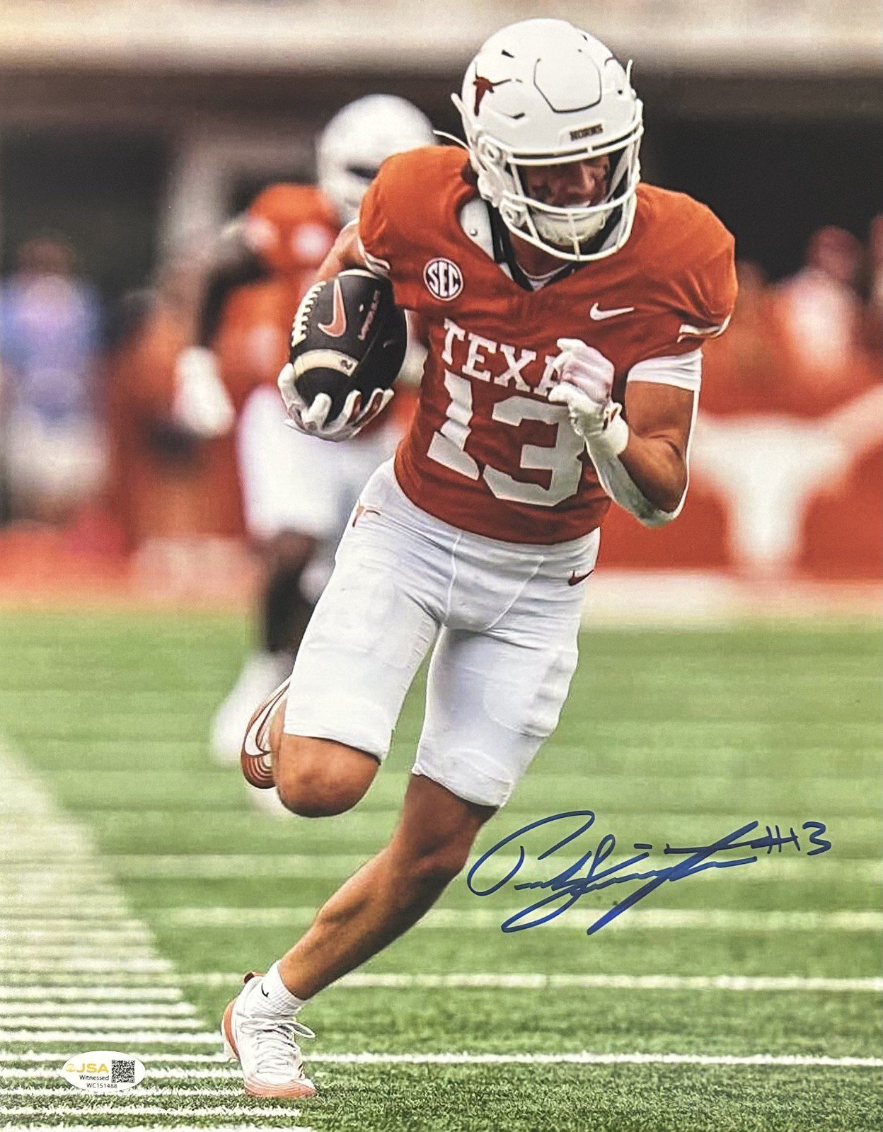 PARKER LIVINGSTONE AUTOGRAPHED 11x14 PHOTO JSA TEXAS LONGHORNS #3