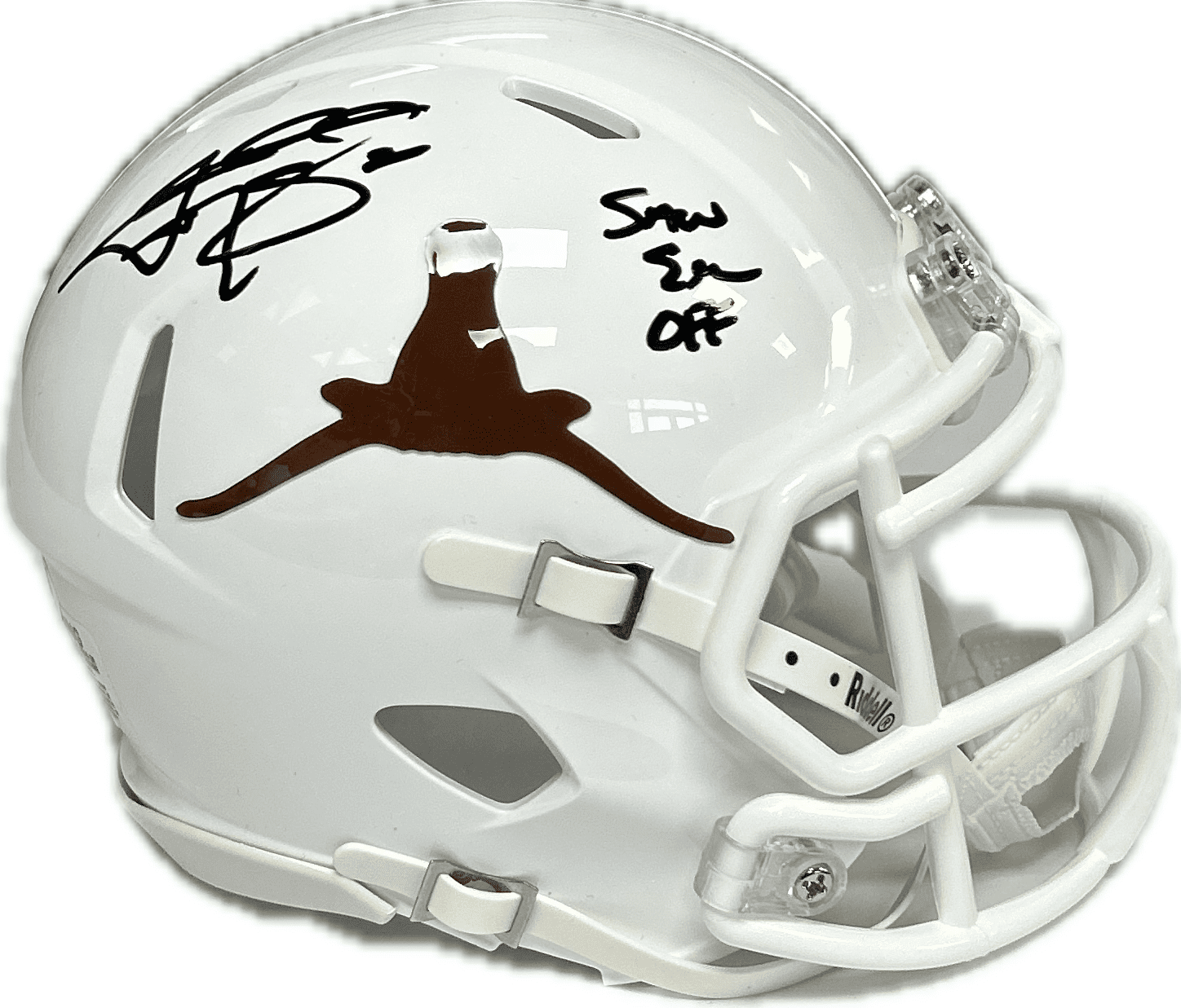 JOHNNY MANZIEL AUTOGRAPHED LONGHORNS SPEED MINI HELMET JSA SAW EM OFF