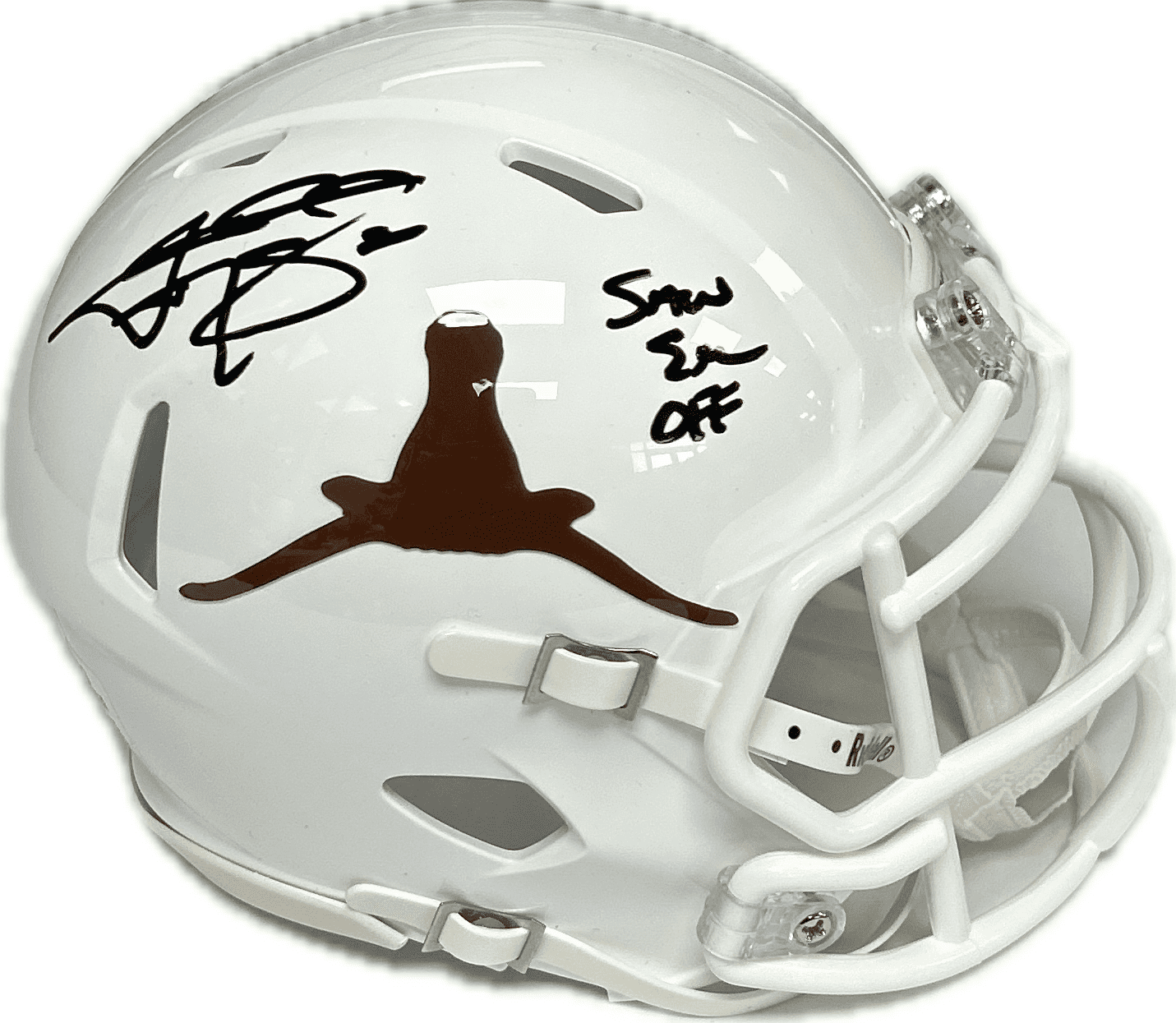 JOHNNY MANZIEL AUTOGRAPHED LONGHORNS SPEED MINI HELMET JSA SAW EM OFF - Image 2