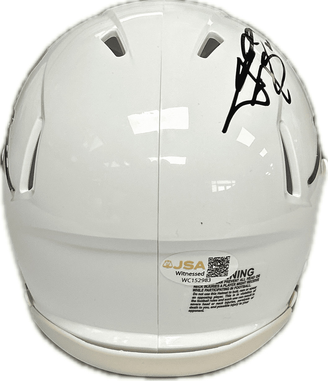 JOHNNY MANZIEL AUTOGRAPHED LONGHORNS SPEED MINI HELMET JSA SAW EM OFF - Image 5