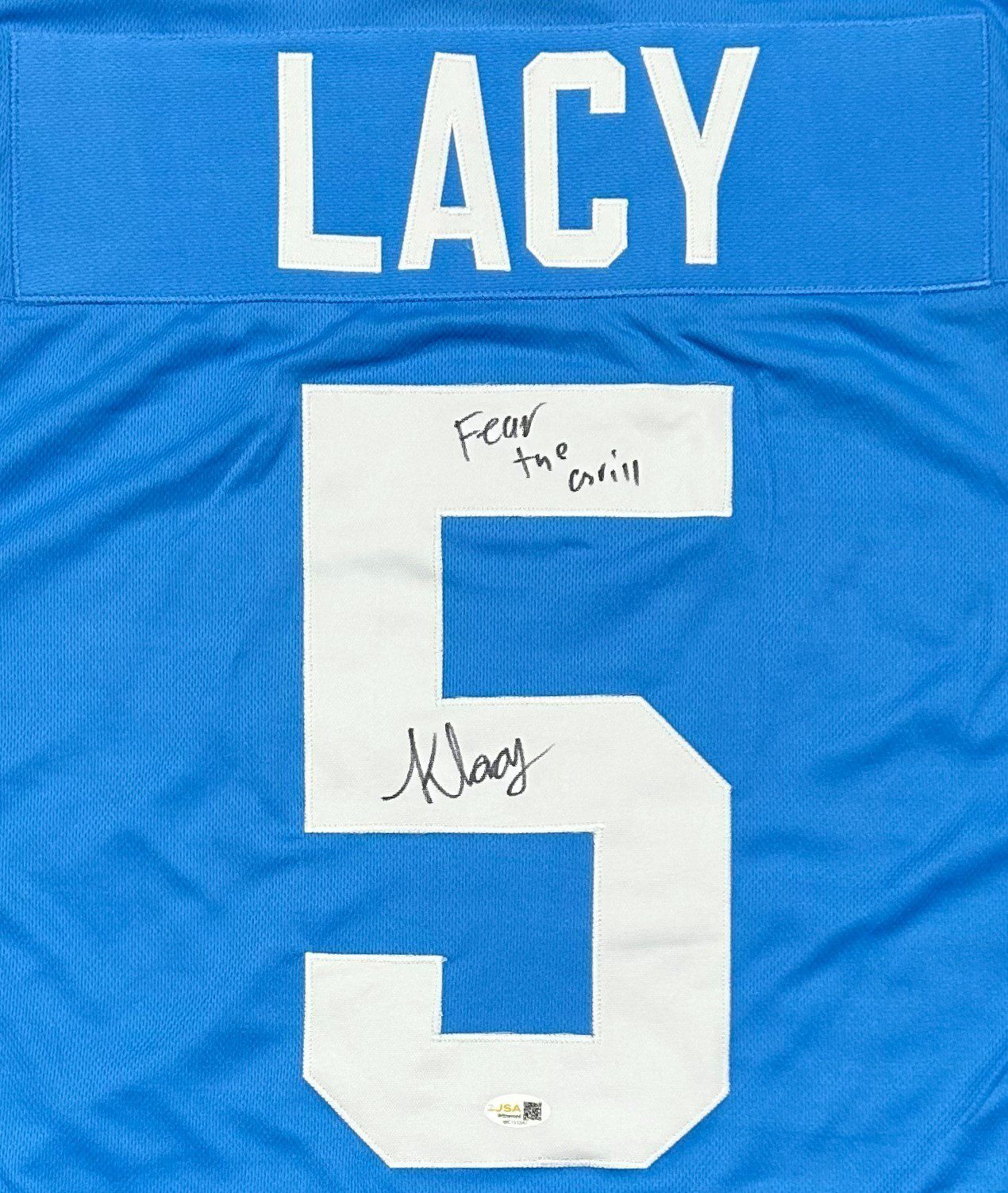 KEWAN LACY SIGNED CUSTOM LIGHT BLUE JERSEY JSA WITNESS “FEAR THE GRILL” - Image 3