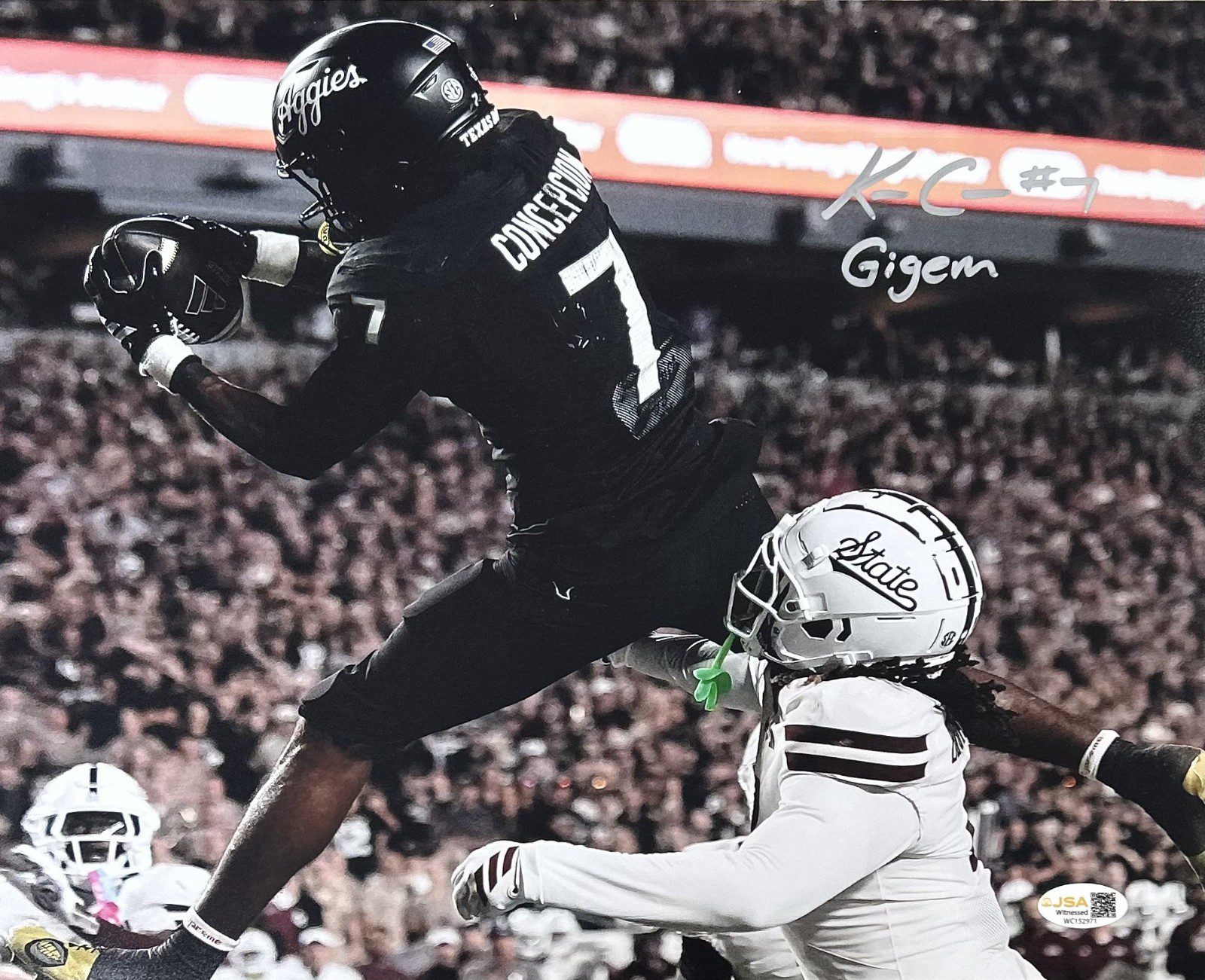 KC CONCEPCION AUTOGRAPHED 11x14 PHOTO JSA TEXAS A&M #4 Gigem