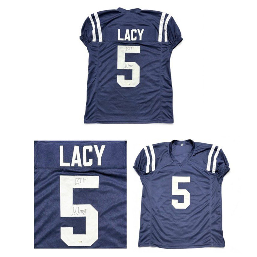 KEWAN LACY SIGNED CUSTOM BLUE JERSEY JSA BTA