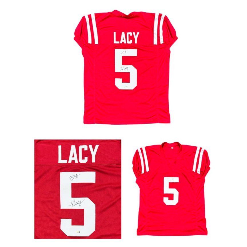 KEWAN LACY SIGNED CUSTOM RED JERSEY JSA BTA