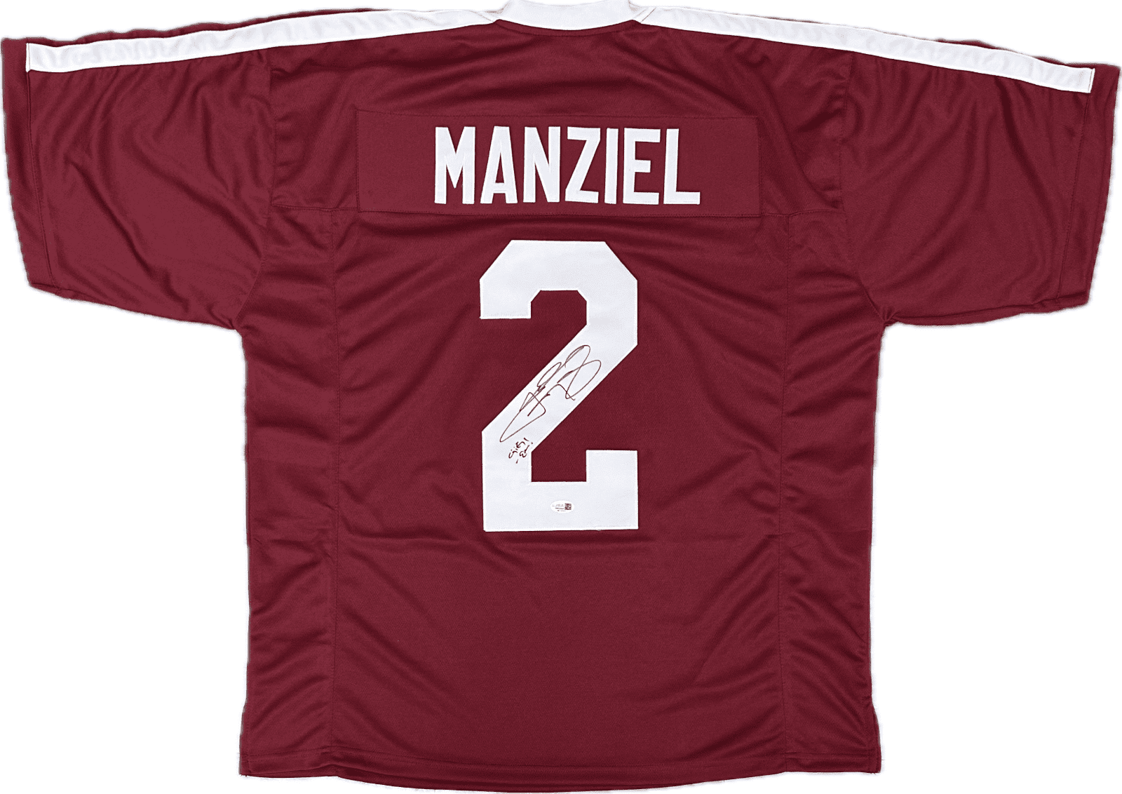 JOHNNY MANZIEL AUTOGRAPHED MAROON CUSTOM JERSEY JSA GIG'EM - Image 2