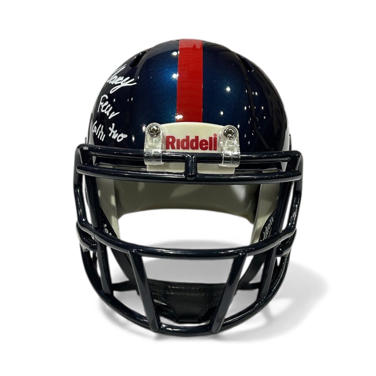 KEWAN LACY AUTOGRAPHED BLUE OLE MISS SPEED MINI HELMET JSA FEAR THE GRILL - Image 2