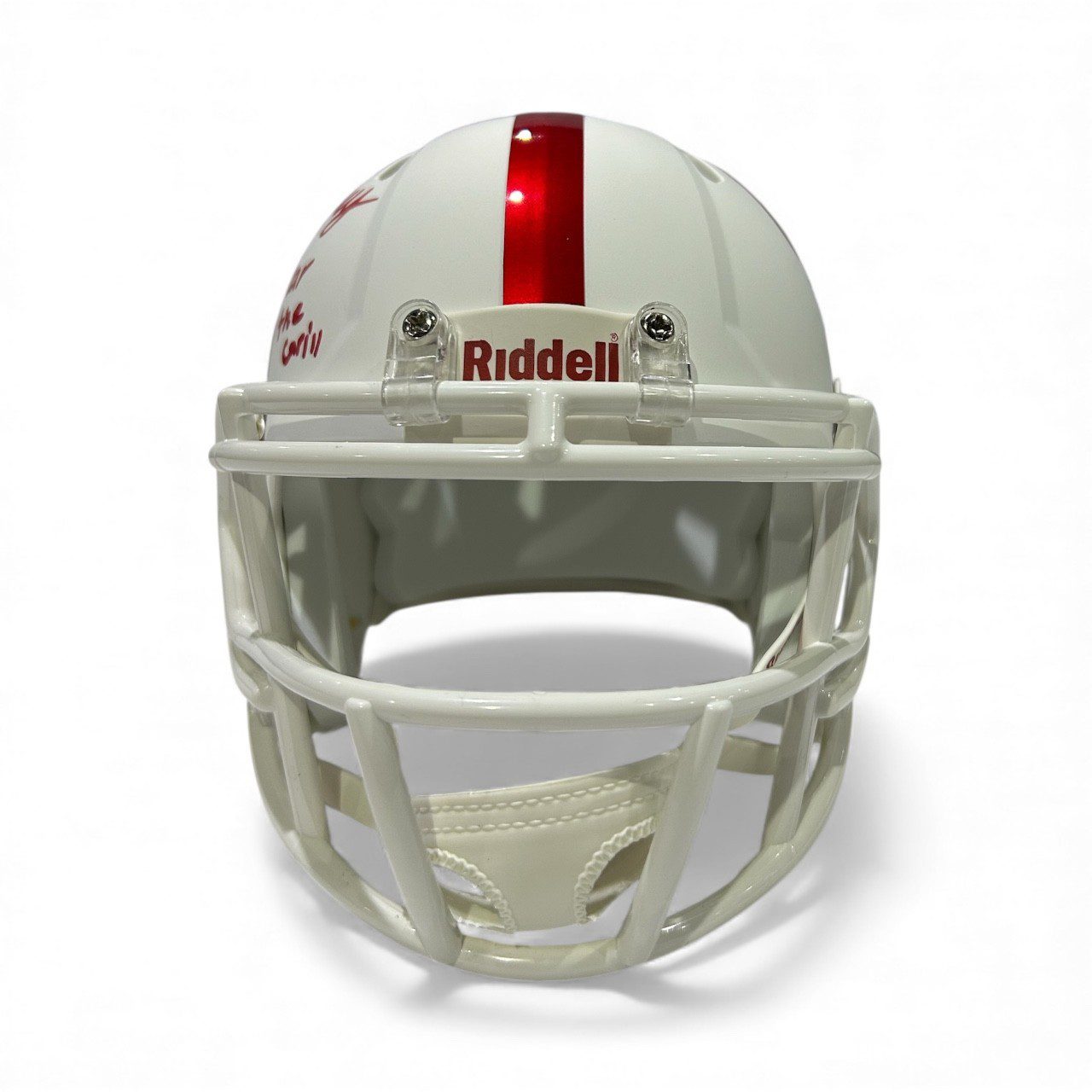 KEWAN LACY AUTOGRAPHED WHITE OLE MISS SPEED MINI HELMET JSA FEAR THE GRILL - Image 2