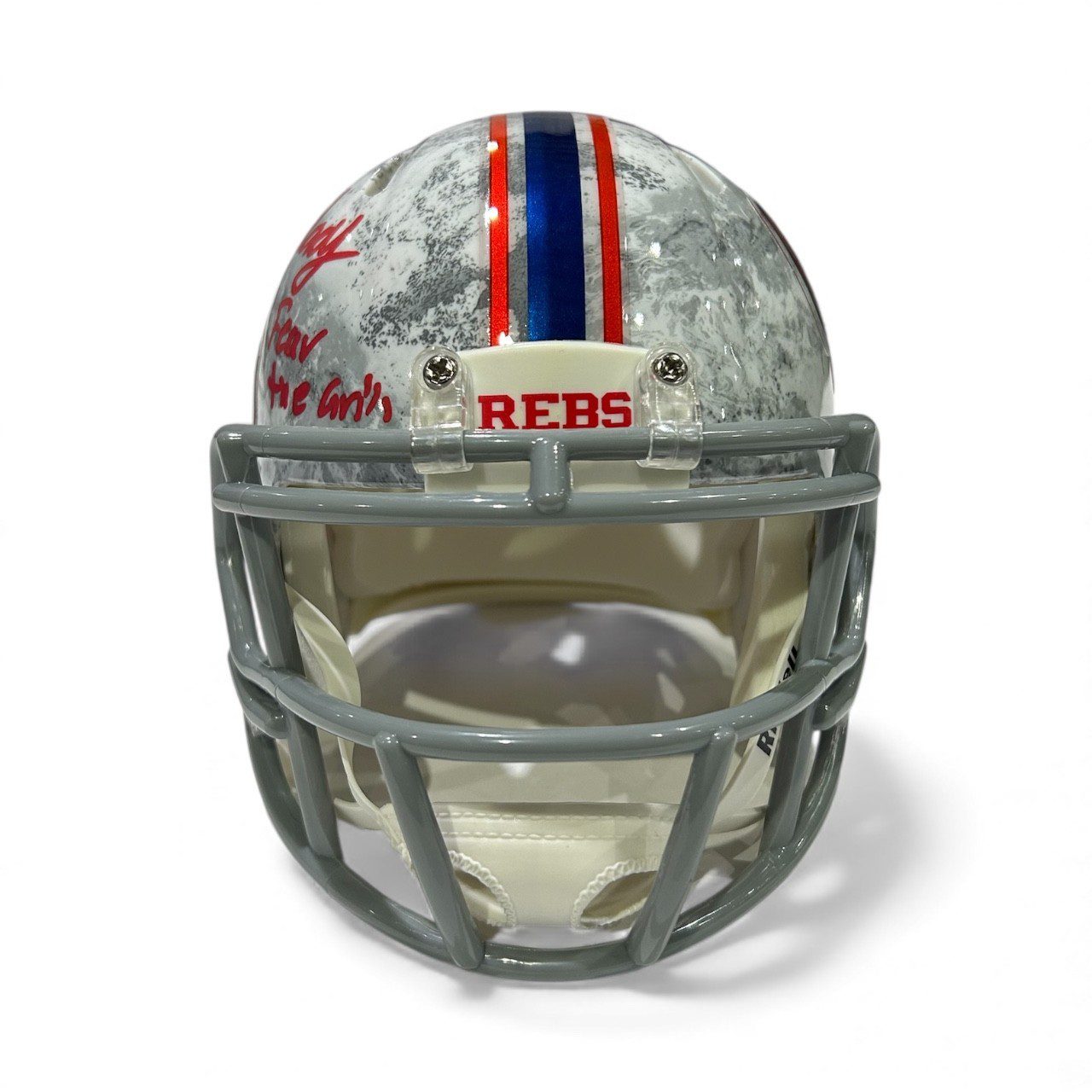 KEWAN LACY AUTOGRAPHED REALTREE CAMO OLE MISS SPEED MINI HELMET JSA FEAR GRILL - Image 2