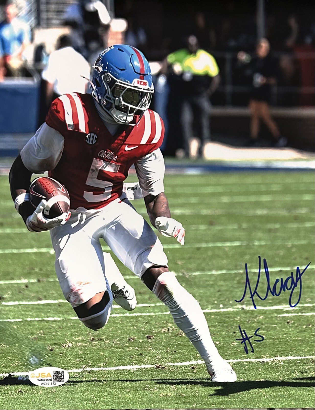 KEWAN LACY AUTOGRAPHED 8x10 PHOTO JSA AUTHENTICATED OLE MISS #5