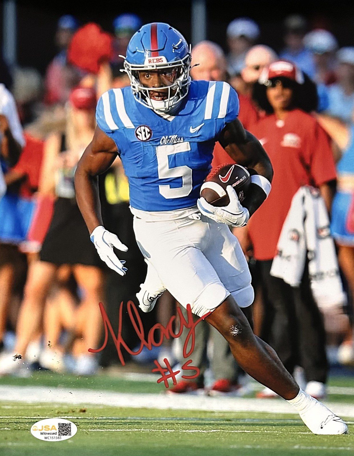 KEWAN LACY AUTOGRAPHED 8x10 PHOTO JSA AUTHENTICATED OLE MISS #4