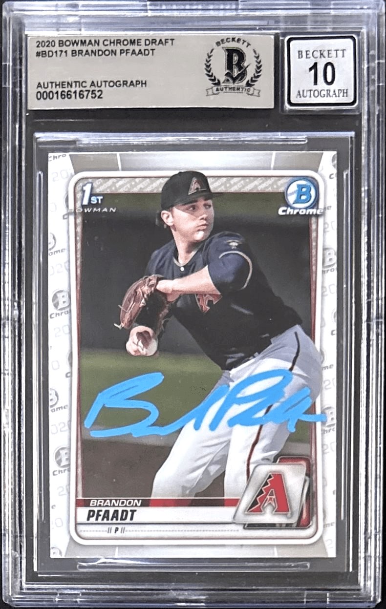 BRANDON PFAADT AUTOGRAPHED 2020 TOPPS CHROME DRAFT CARD #BD171 BECKETT 16616752