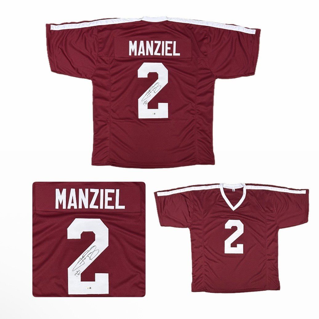 JOHNNY MANZIEL AUTOGRAPHED MAROON CUSTOM JERSEY JSA GIG'EM
