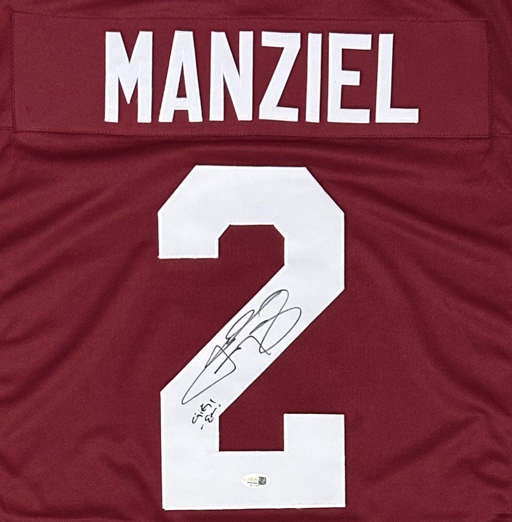 JOHNNY MANZIEL AUTOGRAPHED MAROON CUSTOM JERSEY JSA GIG'EM - Image 3