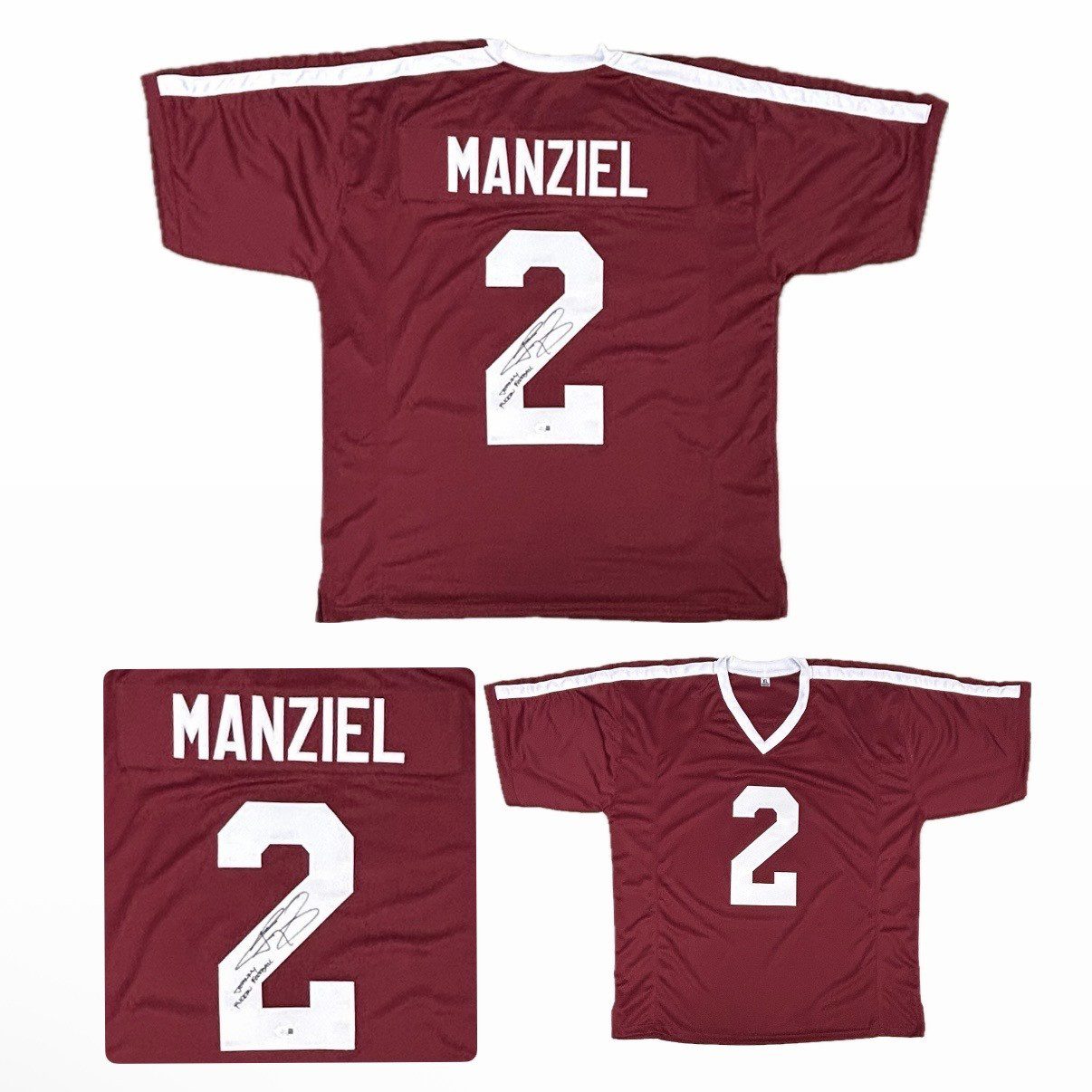 JOHNNY MANZIEL AUTOGRAPHED MAROON CUSTOM JERSEY JSA JOHNNY F'N FOOTBALL