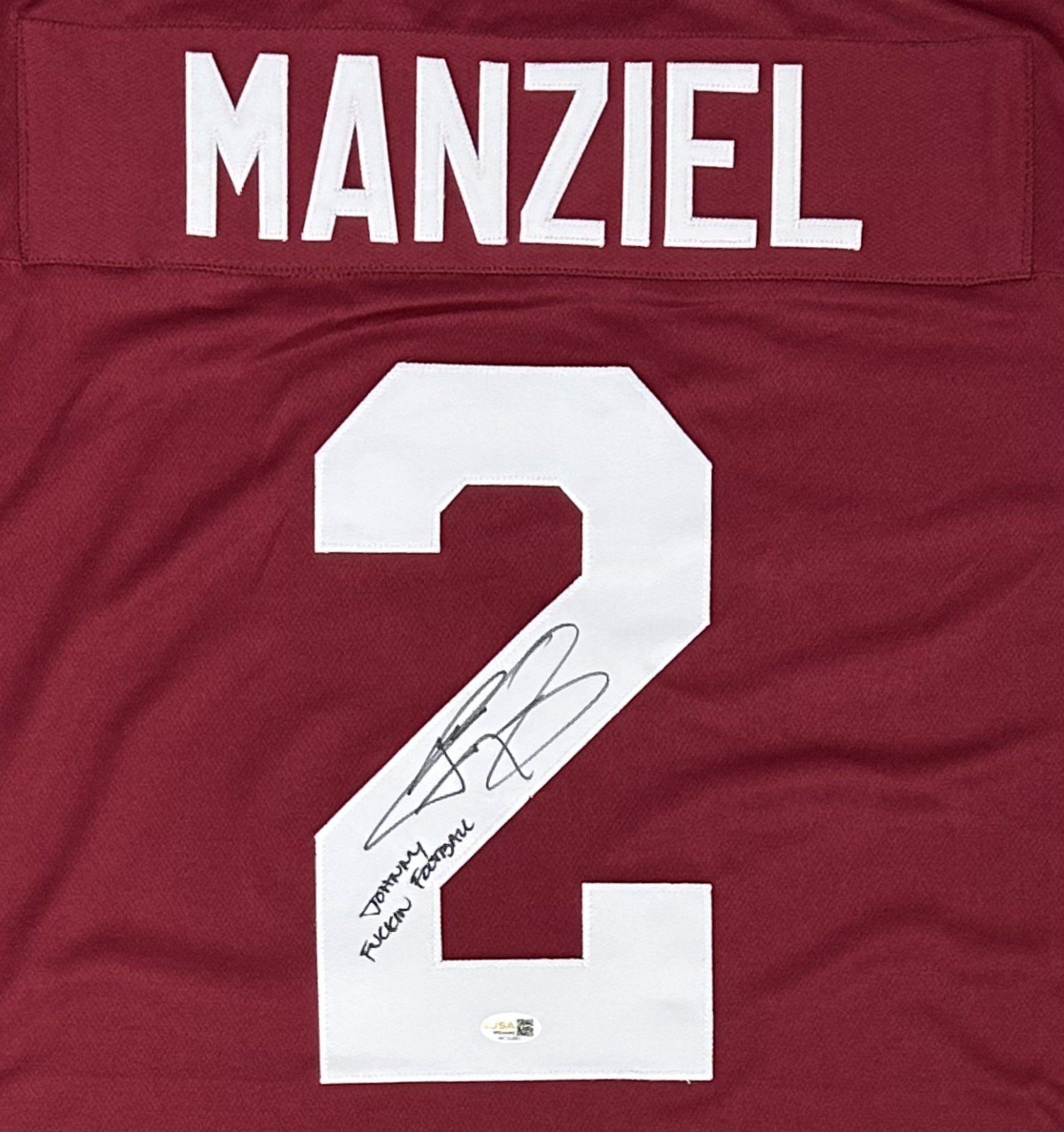 JOHNNY MANZIEL AUTOGRAPHED MAROON CUSTOM JERSEY JSA JOHNNY F'N FOOTBALL - Image 3