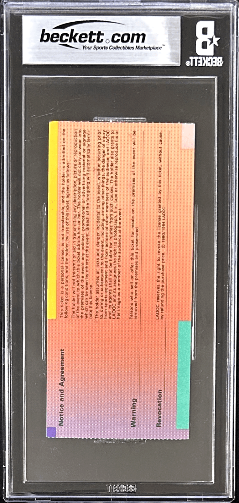 CARL LEWIS SIGNED 1984 LA OLYMPICS TICKET STUB BECKETT 17109810 LEWIS GOLD MEDAL - Image 3