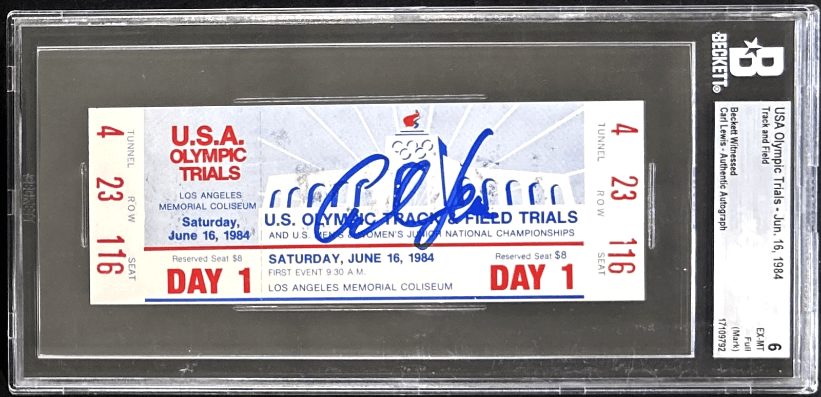 CARL LEWIS AUTOGRAPHED 1984 USA OLYMPICS TRIALS DAY 1 TICKET STUB BAS 17109792