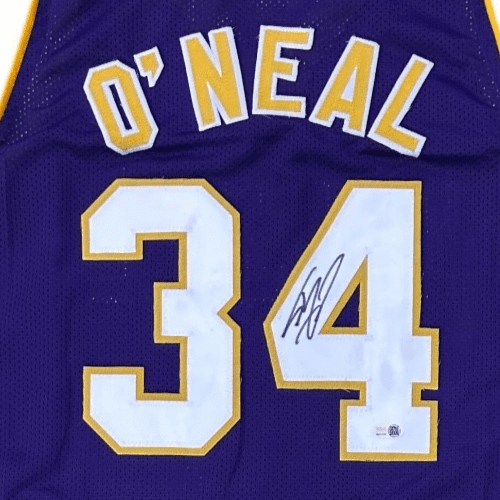 SHAQUILLE O'NEAL SHAQ AUTOGRAPHED PURPLE YELLOW CUSTOM JERSEY JSA - Image 2