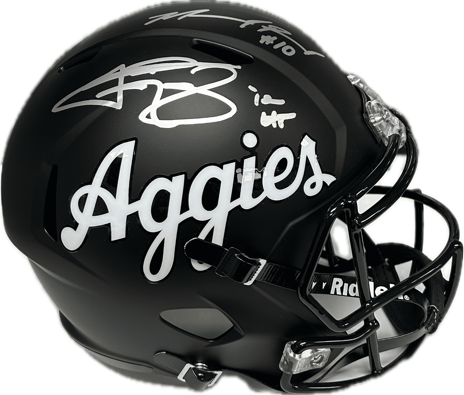 MARCEL REED & JOHNNY MANZIEL AUTOGRAPHED TEXAS A&M BLACK FULL SIZE HELMET JSA - Image 2